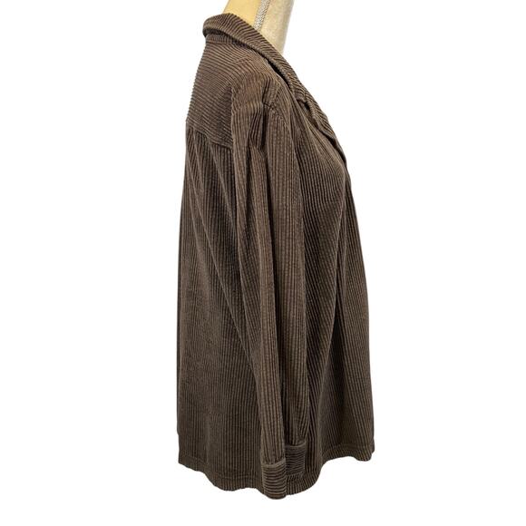 J.Jill Corduroy Shirt Jacket Shaket Size Medium Brown Button Closure - Picture 2 of 10
